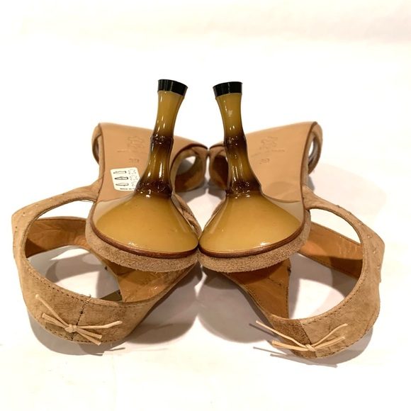 V Italia Tan Suede Western Heels with ornate Heel - Picture 8 of 12